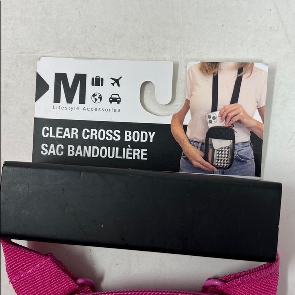 THIRTY-ONE HOT PINK POLKA DOT BAG BUNDLE CLEAR TRAVEL CROSSBODY AND SILK SCARF - Picture 3 of 16